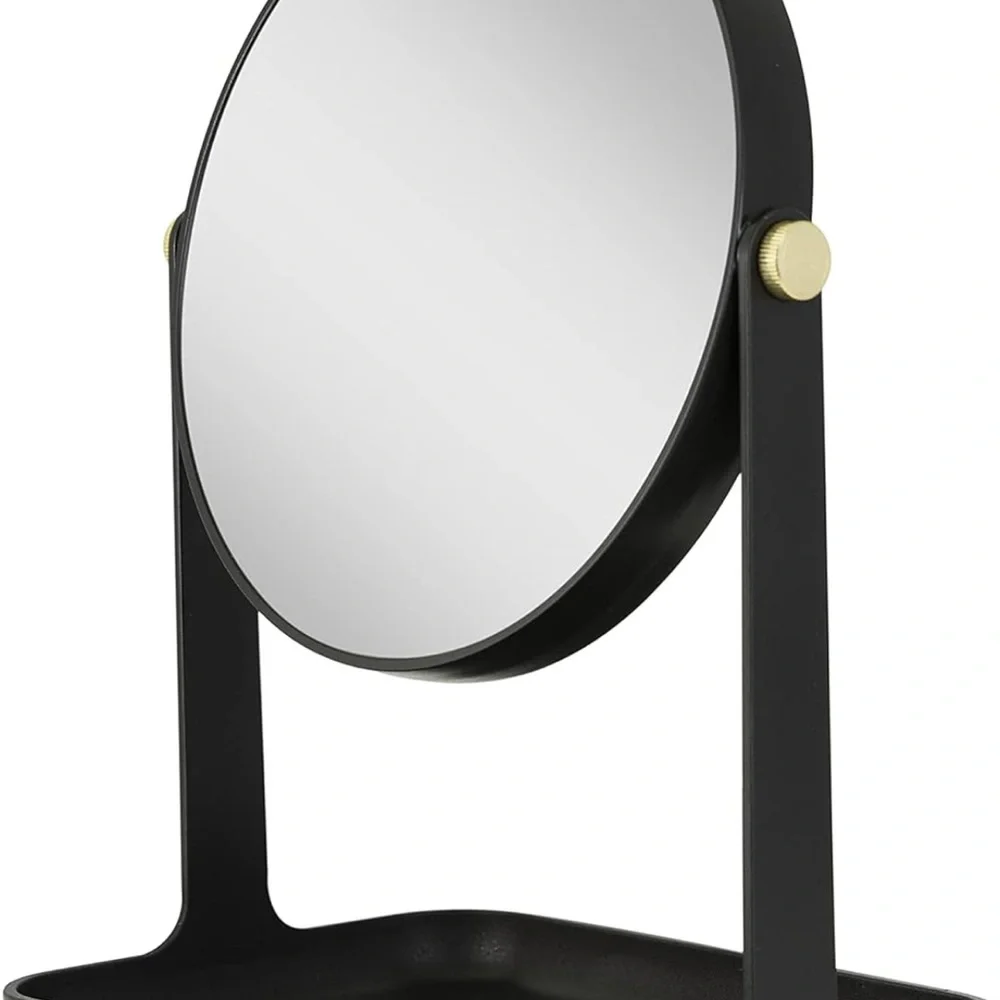 Round Makeup Mirror with 5X/1X and Organizer Tray